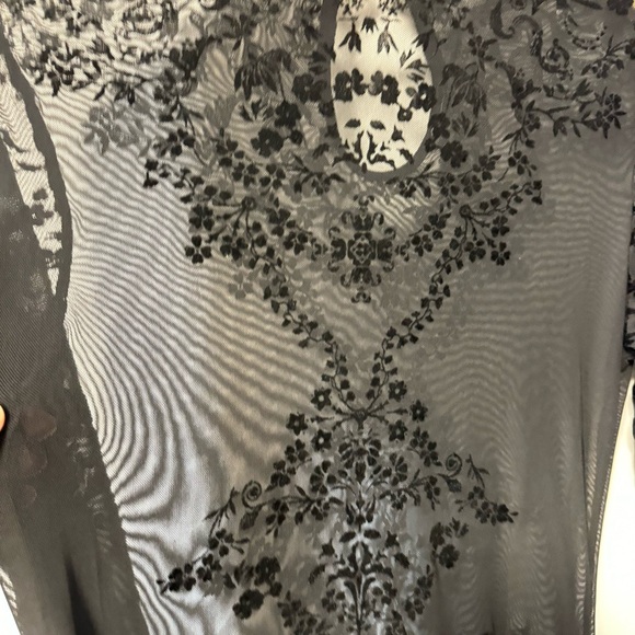 Vintage Whimsigoth Sheer Black Dress Velvet Burnout LBD Cocktail Womens Medium - Picture 9 of 13